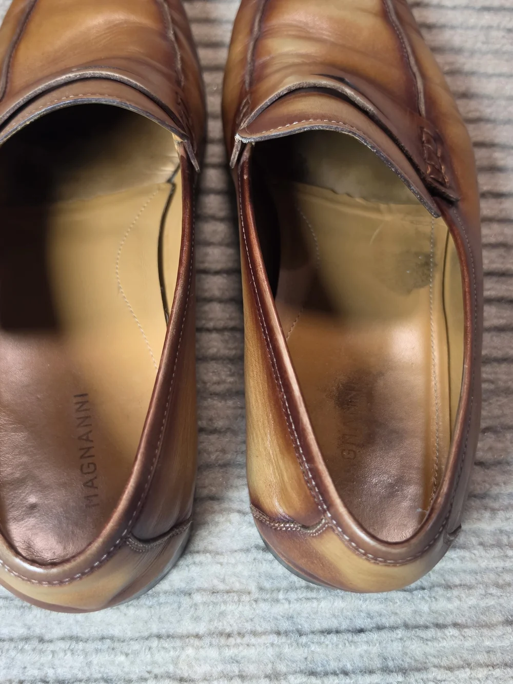 Magnanni Ramiro Penny Loafers Men’s 12 Brown Burnished Leather Handmade Spain